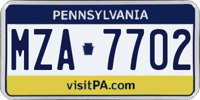 PA license plate MZA7702