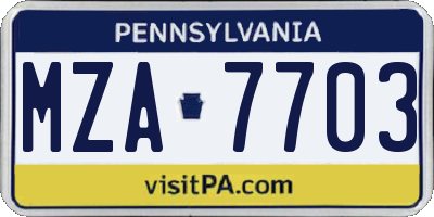 PA license plate MZA7703