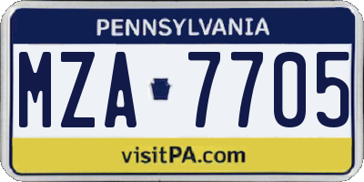 PA license plate MZA7705