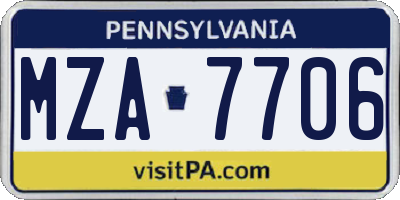 PA license plate MZA7706