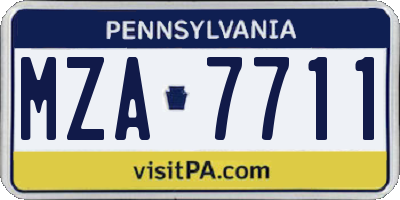 PA license plate MZA7711