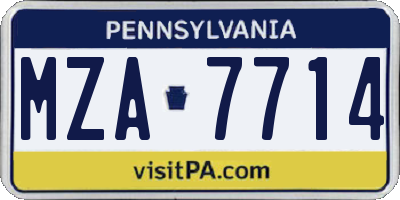 PA license plate MZA7714