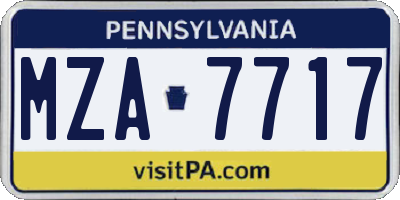 PA license plate MZA7717