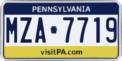 PA license plate MZA7719