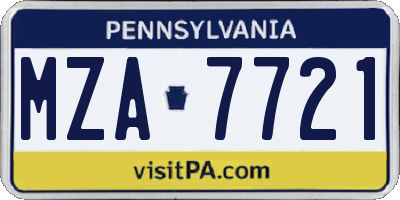 PA license plate MZA7721