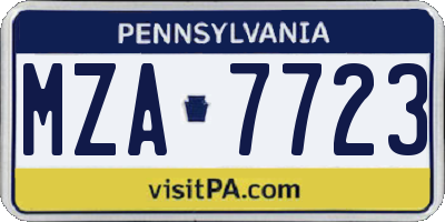 PA license plate MZA7723