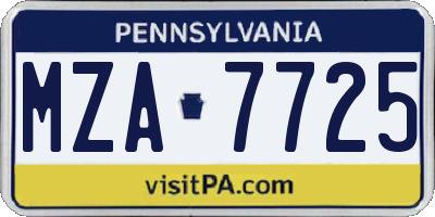PA license plate MZA7725