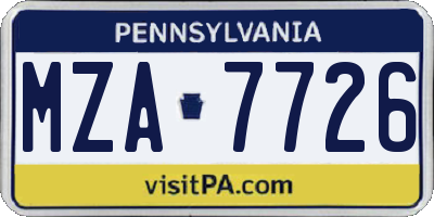 PA license plate MZA7726
