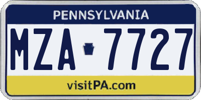 PA license plate MZA7727