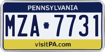 PA license plate MZA7731