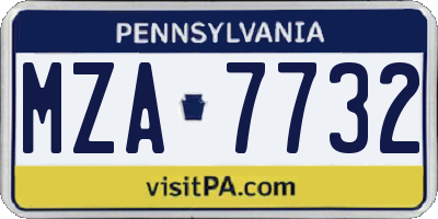 PA license plate MZA7732