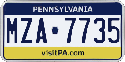 PA license plate MZA7735