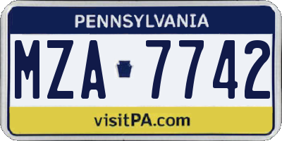 PA license plate MZA7742