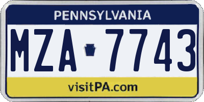 PA license plate MZA7743