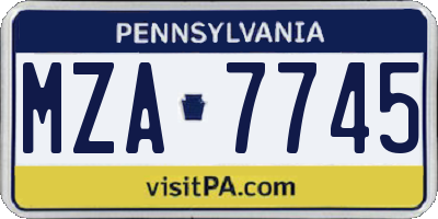 PA license plate MZA7745