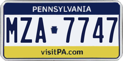PA license plate MZA7747