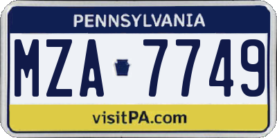 PA license plate MZA7749