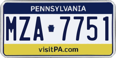 PA license plate MZA7751