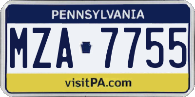PA license plate MZA7755