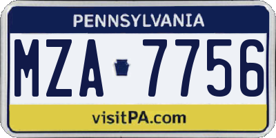 PA license plate MZA7756
