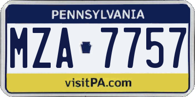 PA license plate MZA7757