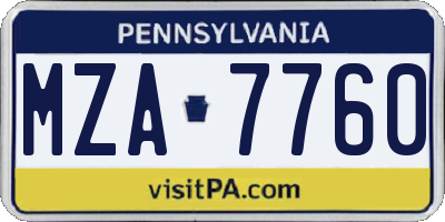 PA license plate MZA7760