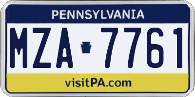PA license plate MZA7761