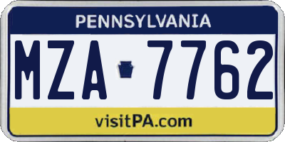 PA license plate MZA7762