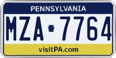PA license plate MZA7764