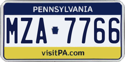 PA license plate MZA7766