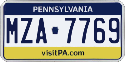 PA license plate MZA7769