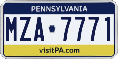 PA license plate MZA7771