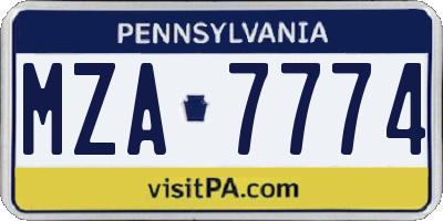 PA license plate MZA7774