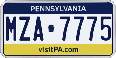 PA license plate MZA7775