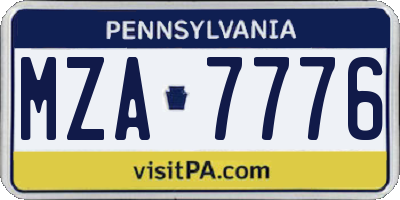 PA license plate MZA7776