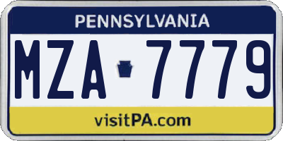 PA license plate MZA7779