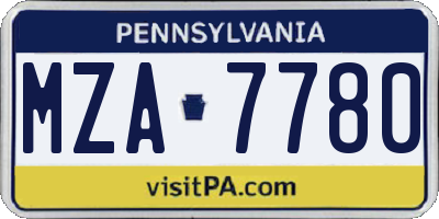 PA license plate MZA7780