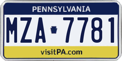 PA license plate MZA7781