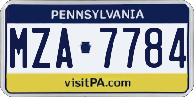 PA license plate MZA7784