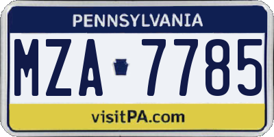 PA license plate MZA7785