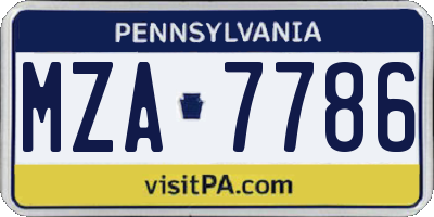 PA license plate MZA7786
