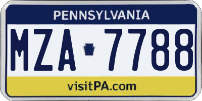 PA license plate MZA7788