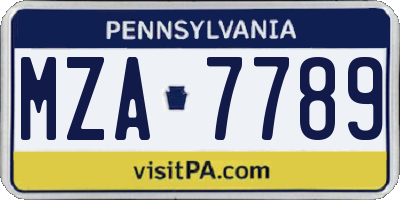 PA license plate MZA7789
