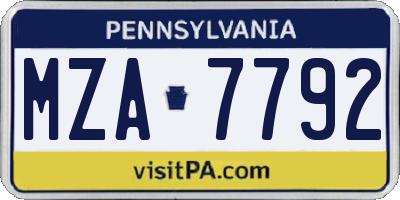 PA license plate MZA7792