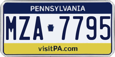 PA license plate MZA7795