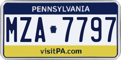 PA license plate MZA7797