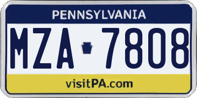 PA license plate MZA7808
