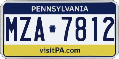 PA license plate MZA7812