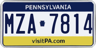 PA license plate MZA7814