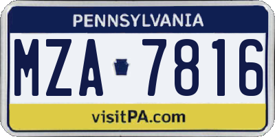 PA license plate MZA7816